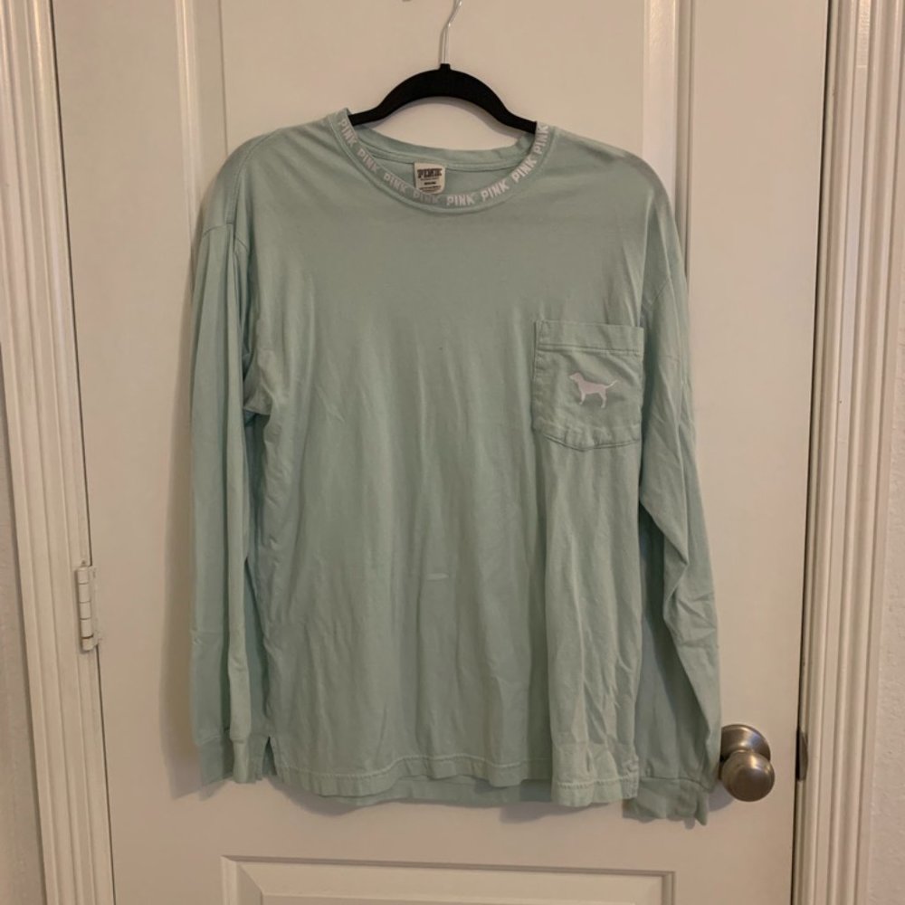 PINK Teal Long Sleeve Tee